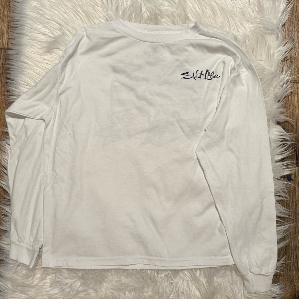 Salt Life‎ White Long Sleeve Boys Shirt Size Youth Large